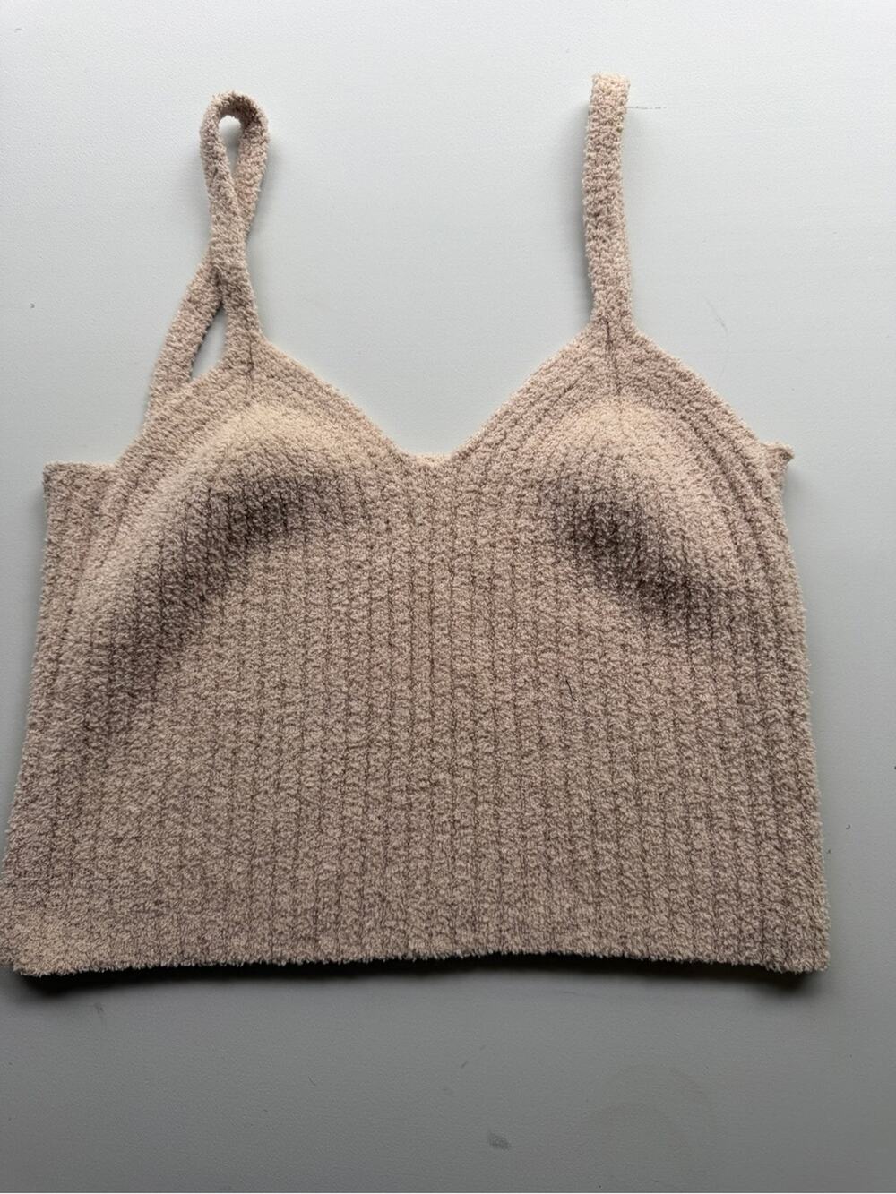 Altar’d State Fuzzy Knit Cami Crop Top tan beige medium